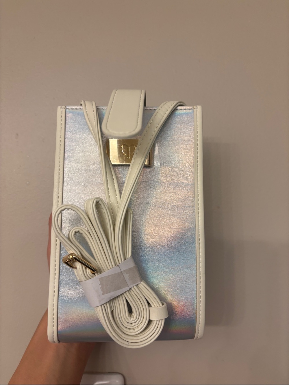CPB Makeup bag Holographic Box Crossbody Bag with White Trim